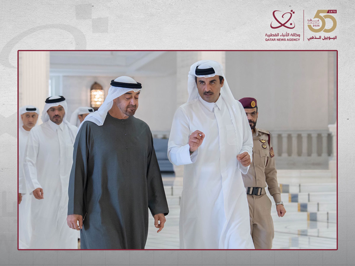 سمو الأمير ورئيس الإمارات يبحثان تداعيات الاعتداء الإسرائيلي السافر على سيادة قطر وأمن المنطقة