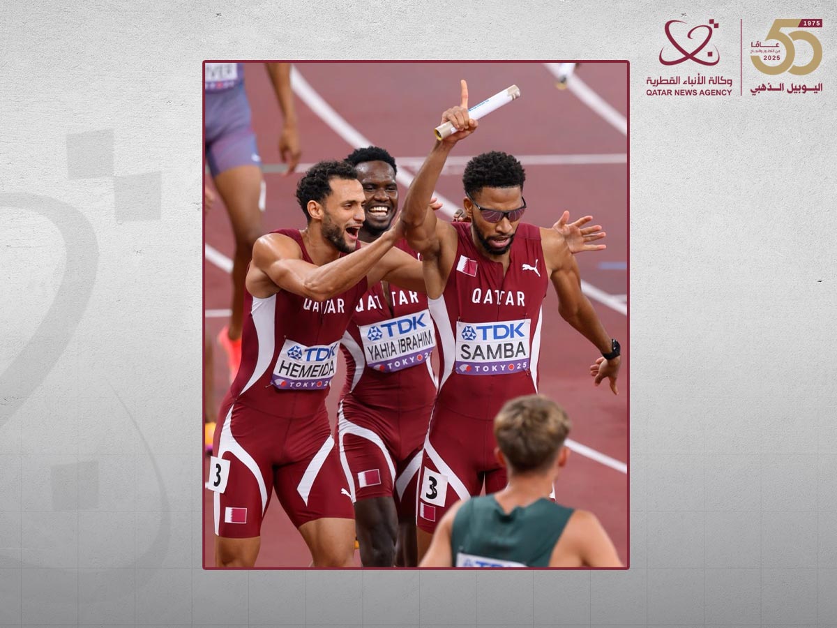 المنتخب القطري لسباقات التتابع 4 في 400 متر يتأهل لنهائي بطولة العالم لألعاب القوى